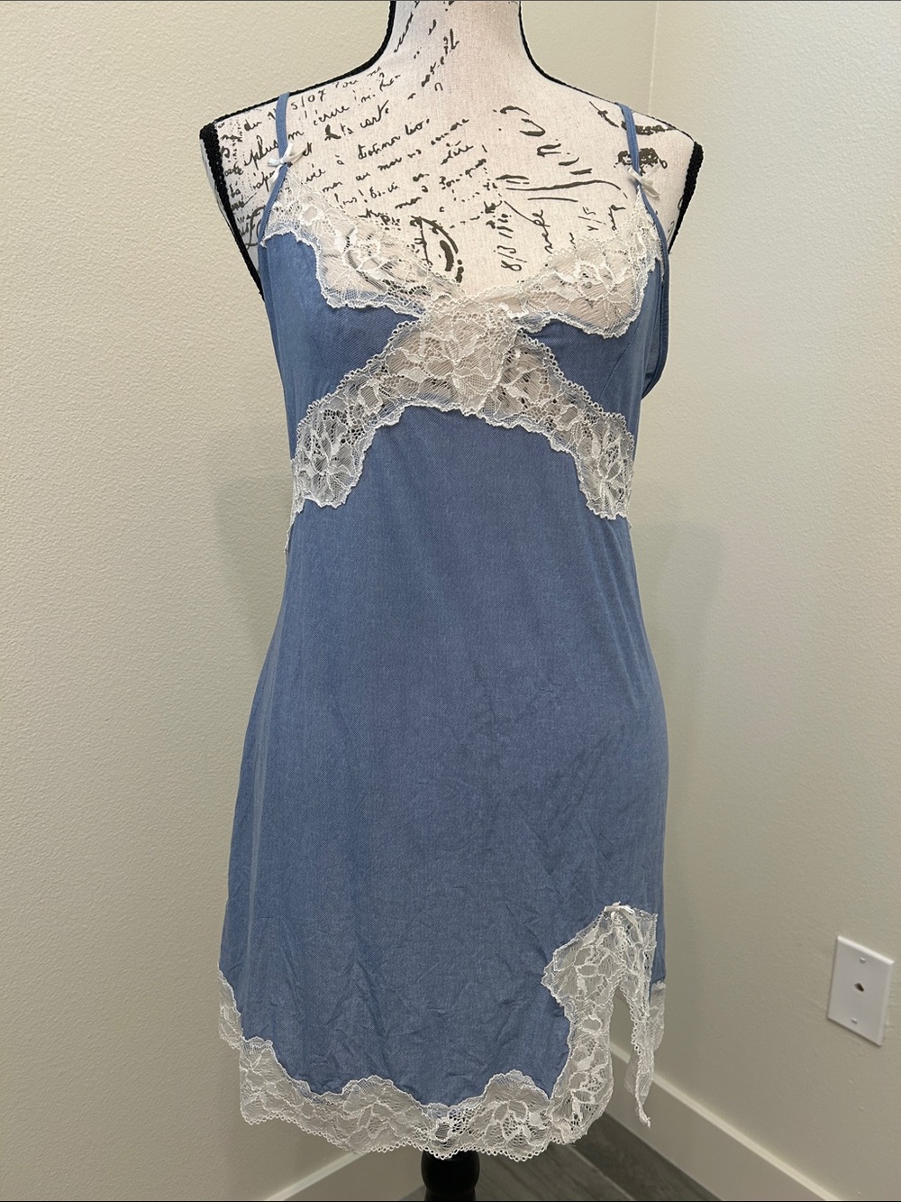 Victoria’s Secret Blue Denim Lace-Trim Chemise Nightgown